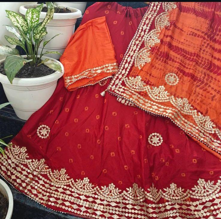 Handcrafted Orange Chaniya Choli