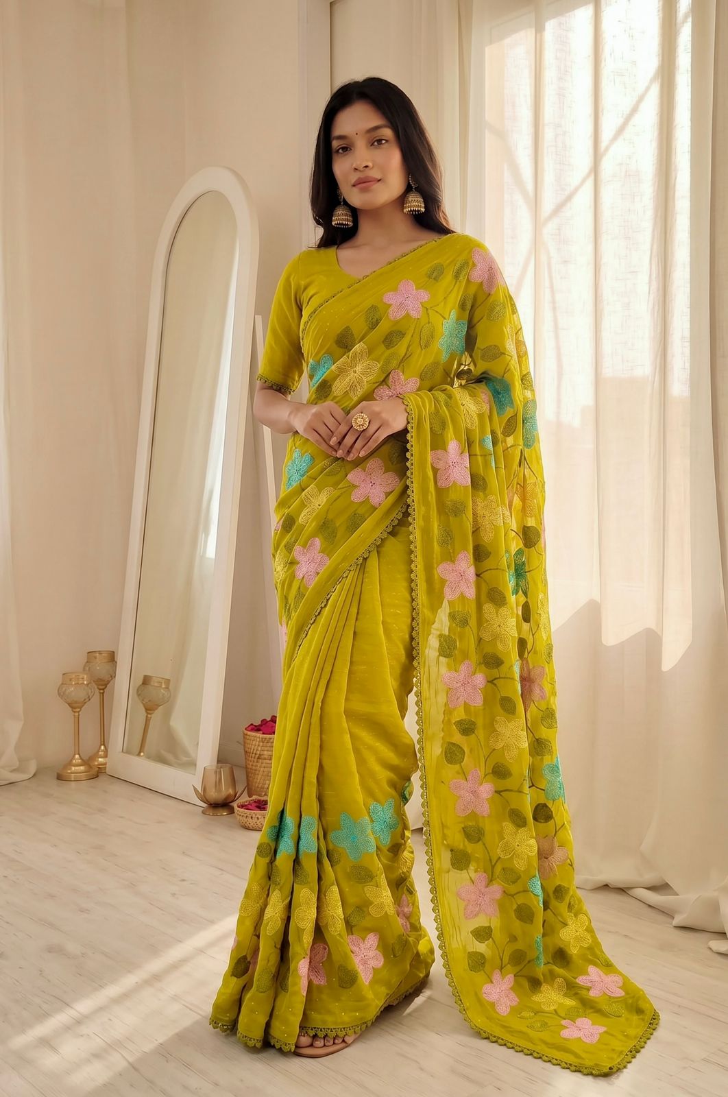 Women's Chiffon Floral Saree